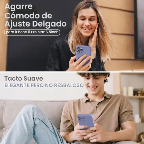 Vista 2 de Vooii Funda compatible con iPhone 11 Pro Max, silicona líquida mejorada con bordes planos, protección de la cámara, forro de microfibra antiarañazos