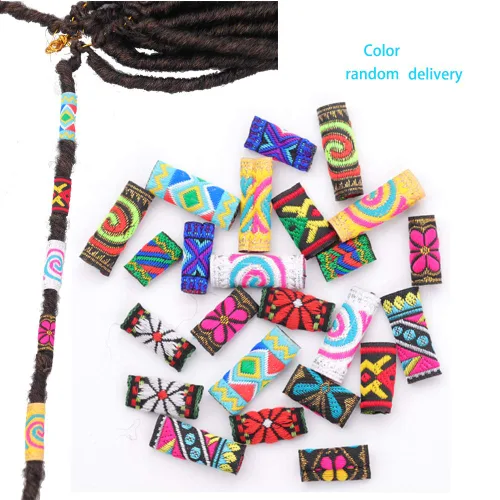 Vista 3 de Tubos de cuentas de rastas de tela, accesorios para el cabello, 24 piezas, estilo variado (varios colores)