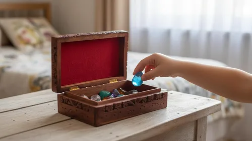 Vista 5 de Caja de joyería y recuerdo de madera hecha a mano, caja de almacenamiento