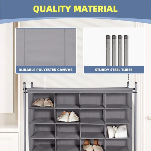 Vista 7 de STORAGE MANIAC Organizador apilable para zapatos, zapatero independiente para entrada, dormitorio, apartamento, armario, 20 cubos, gris