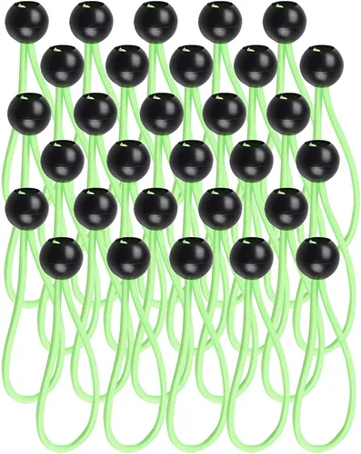 Vista 11 de 50 cuerdas elásticas de bola de 6 pulgadas, cuerda elástica resistente con lazos de bola para toldo, lona, camping, carpa de carga, color negro