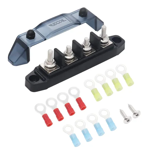 Vista 10 de Recoil S2P-516 Barra colectora con pernos dobles de 5/16” y terminales de tornillo #8, bloque de distribución de potencia con terminales de anillo