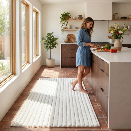 Vista 8 de nuLOOM Kai - Alfombra lavable a rayas blancas rotas, 5 x 8 pies Kai blanco apagado