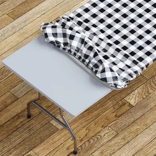 Vista 18 de Sorfey Mantel ajustado con elástico, vinilo con parte trasera de franela, se adapta a mesa de 24 x 48 pulgadas, rectangular, a prueba de agua, fácil