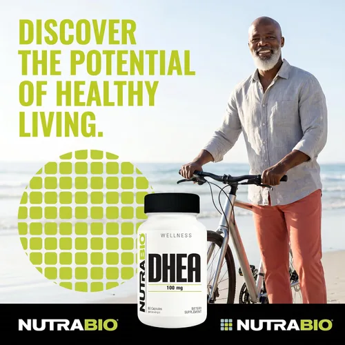 Vista 4 de NutraBio Suplemento DHEA para hombres y mujeres - 100 mg - 60 Cápsulas
