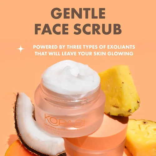 Vista 2 de Kopari California Glow Enzyme Exfoliante facial, exfoliante facial aclarante e iluminador de la piel, apoya el antienvejecimiento, aceite de coco