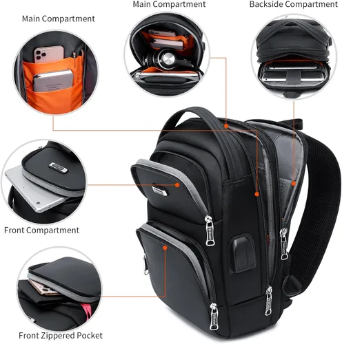 Vista 30 de DUSLANG Mochila de hombro para senderismo, bolsa cruzada para hombres, bolsas de pecho con puerto de cargador USB para campamento casual, ciclismo