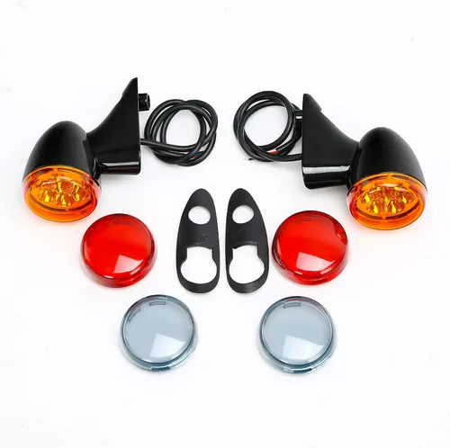 Vista 2 de TCT-MOTORPARTS Soporte de luz intermitente negro con 4 cables para Harley Touring Road Glide 2015-2024