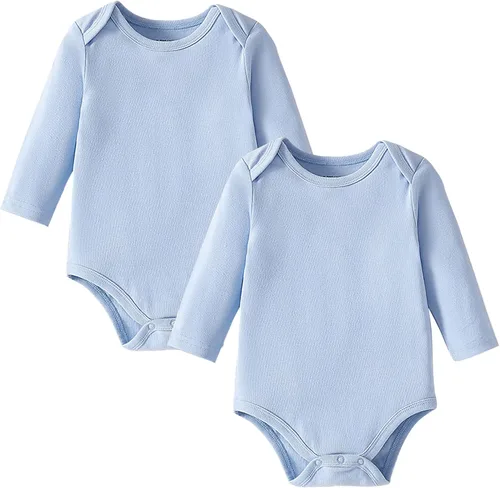 Vista 7 de DEFAHN Paquete de 2 mamelucos unisex para bebé, viscosa súper suave de bambú, unicolor de manga larga para bebés niños y niñas