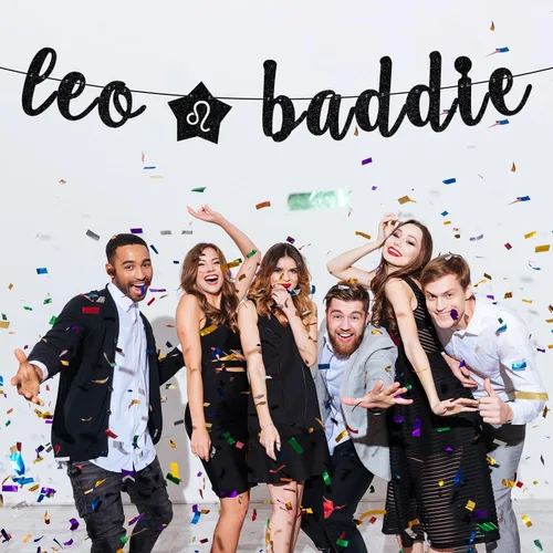 Vista 4 de Cartel de Leo Baddie, letrero de temporada Big Leo Energy/Leo, 12 constelaciones del zodiaco Leo, decoraciones de fiesta de cumpleaños temáticas