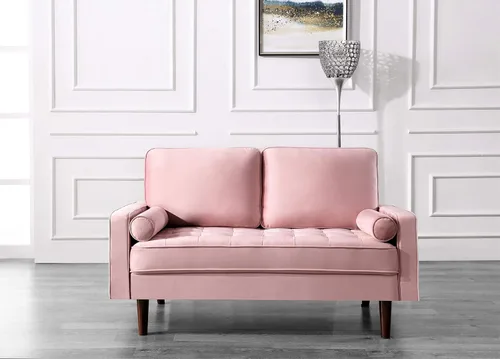 Vista 64 de Container Furniture - Sofá de piel sintética para la sala de estar moderna con cojines extraíbles y patas de madera maciza, sofá estilo lujoso
