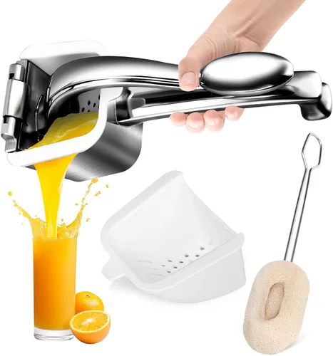 Vista 8 de Exprimidor manual de cítricos de acero inoxidable, exprimidor manual de limón/naranja/granada con agarre antideslizante, resistente al óxido, apto