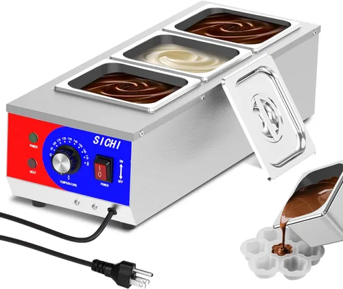 Vista 9 de Máquina de temple de chocolate, máquina comercial de fusión de chocolate con capacidad de 9 litros y control de temperatura de 86-185 ℉, derretidor
