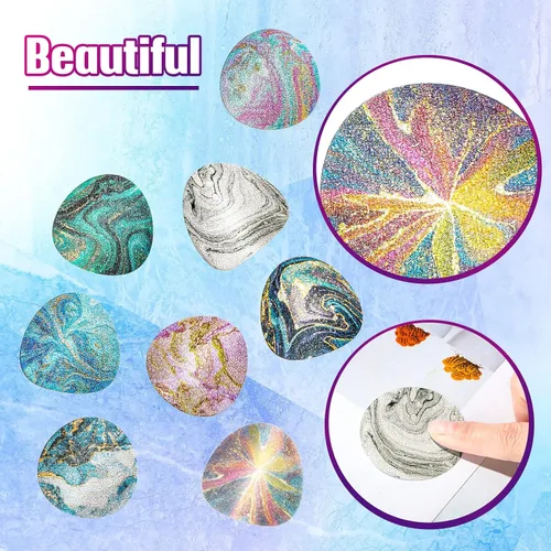 Vista 3 de 40 calcomanías sensoriales para la ansiedad, calcomanías calmantes estilo mandala, tinta de mármol y cielo estrellado, calcomanías texturizadas