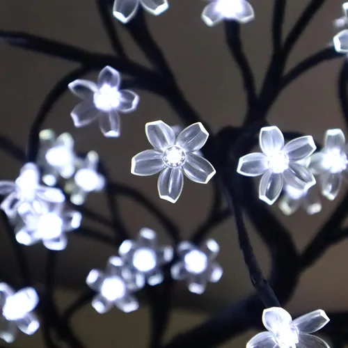 Vista 5 de Árbol de bonsái, luz artificial, luz LED, flor de cerezo, ramas ajustables, funciona con pilas para decoración de habitación y regalo (blanco)