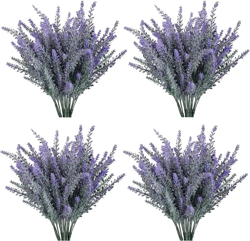 Vista 7 de GTIDEA 4 piezas de flores de lavanda artificiales falsas decoración de Morado