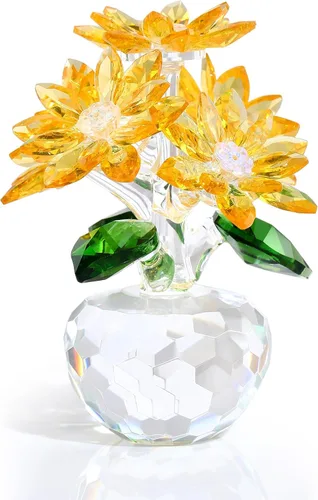 Vista 7 de Figurita de Margarita Azul de Cristal de Ornalrist, Regalos para Mujeres, Amiga, Bouquet de Margaritas de Vidrio Decoración Floral Coleccionable