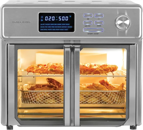 Vista 10 de Horno freidora de aire Kalorik Serie MAXX de 26 cuartos de galón con controles digitales, puerta de fácil visión de doble zona y 14 ajustes