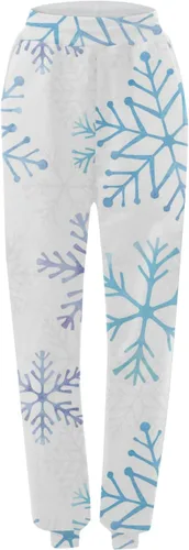 Vista 5 de Pantalones de chándal Estampado navideño para mujer rectos, cintura alta, elásticos, sueltos, básicos