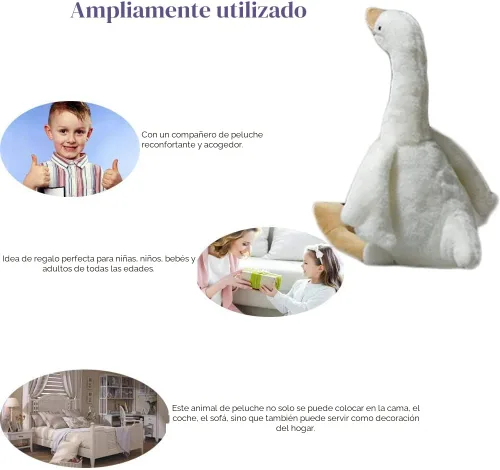 Vista 3 de Peluche de cisne de 15.7 pulgadas, peluche de ganso blanco, regalo para niños