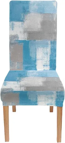 Vista 61 de TOMWISH Juego de 2 fundas para sillas de comedor, color turquesa y gris, fundas elásticas para sillas Parsons, de elastano, lavables, protectores