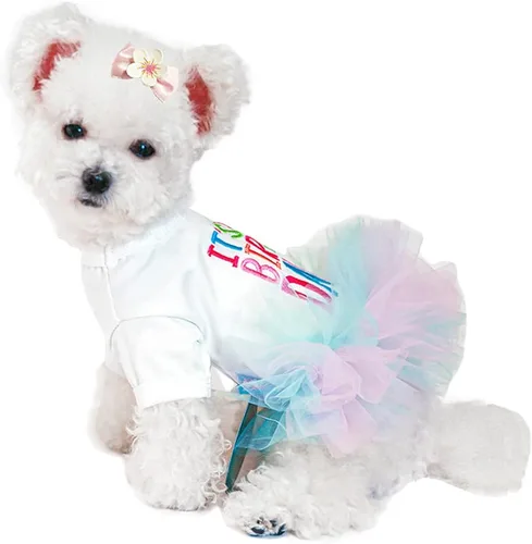 Vista 33 de ANIAC Daisy Vestidos para Perros Pequeños Hembra con Anillo para Correa, Nudo de Lazo Vestido de Boda para Cachorra, Traje de Gato de San Valentín