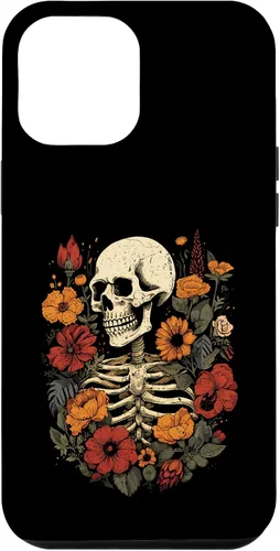 Vista 6 de iPhone 14 esqueleto floral calavera Halloween flores genial diseño gráfico