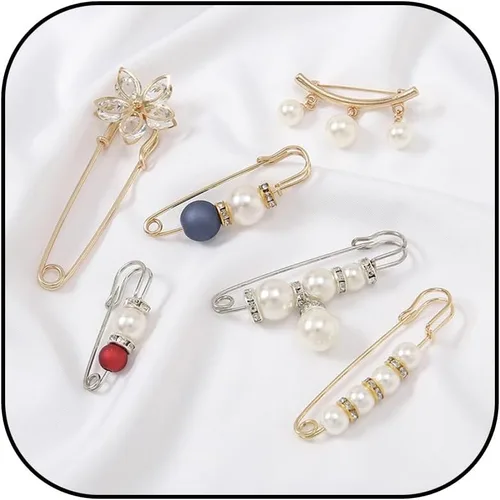Vista 84 de 4 piezas de clip de anillo de bufanda para mujer, broche de perlas y flores, hebilla de metal para chal, accesorios de decoración para damas y niñas