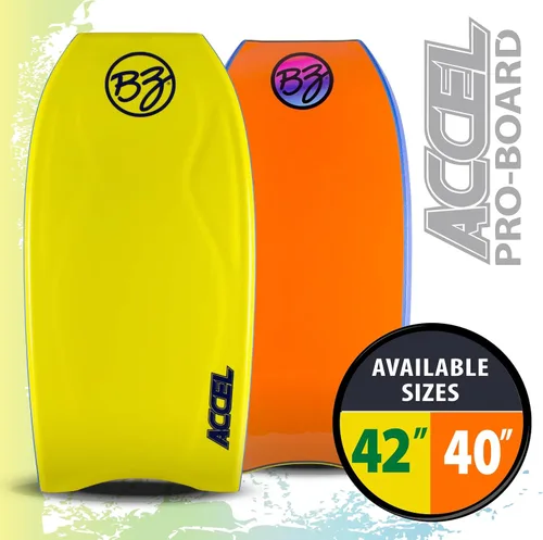 Vista 2 de BZ Bodyboards - Accel Pro Board - Crescent Tail, Slick Bulbs, borde de corte contorneado de la cubierta, alto rendimiento - Jinetes avanzados