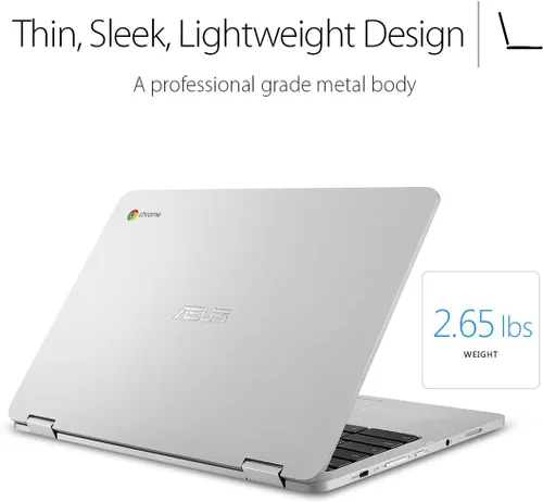 Vista 5 de ASUS laptop Chromebook Flip C302CA-DHM4, pantalla táctil de 12.5 pulgadas, Intel Core m3 con 64GB de almacenamiento y RAM de 4GB