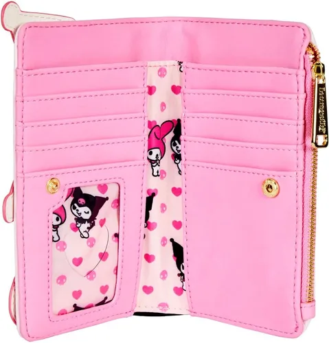 Vista 2 de Loungefly Sanrio My Melody and Kuromi Billetera, Bifold, Rosa, Rosado