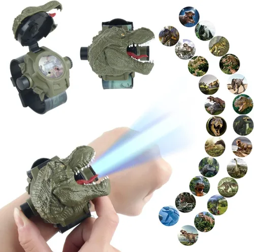 Vista 2 de RAYCHY Reloj Dinosaurio Linterna Proyector Juguetes Patrón Animal Antorcha Juguetes Educativos Regalo