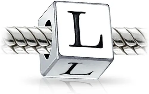 Vista 2 de Cubos cuadrados de bloque letra A-Z alfabeto inicial abalorio para mujeres para adolescentes plata esterlina 925 para pulsera europea