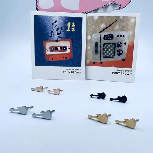 Vista 4 de Pendientes de música - Accesorios de música - Pendientes de nota musical - Pendientes de trompeta - Pendientes de notas musicales