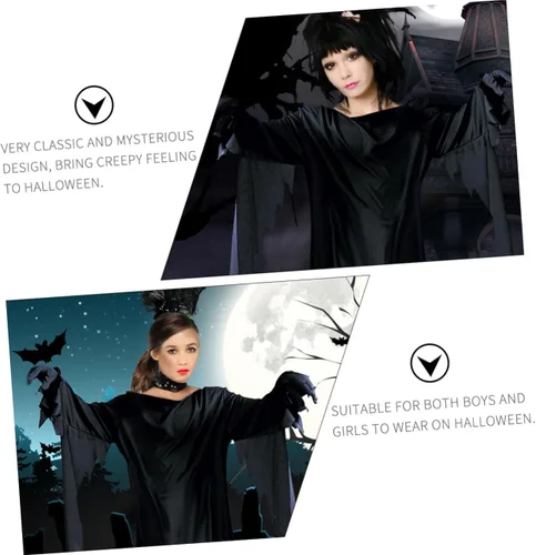 Vista 5 de NOLITOY 2 Pcs Halloween Death Robe Halloween Costumes Vampire Costume Prom Dresses Death Costume Child Fancy Costume Halloween Costumes Prank Props