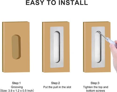 Vista 7 de CozyTower Tiradores empotrados de 4.72 pulgadas para puerta de armario, armario de cocina, manija de puerta corrediza pequeña, herrajes Acero