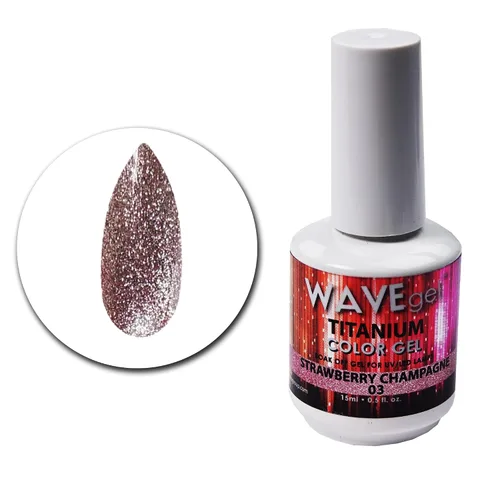 Vista 28 de WAVEGEL - Esmalte de uñas en gel con purpurina, colección Titanio, #28 Twinkle Pink I 0.5 onzas