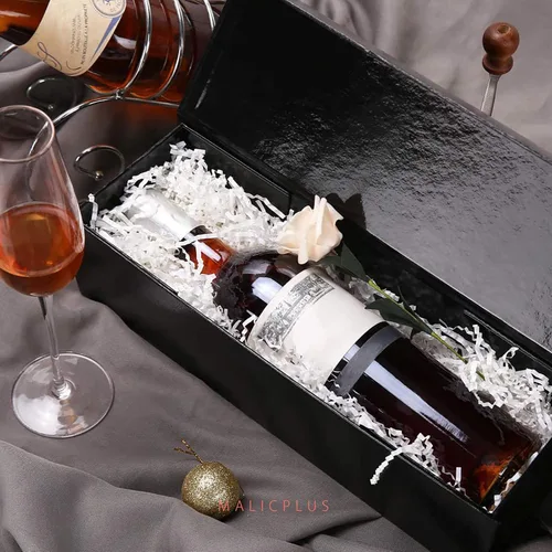 Vista 4 de MALICPLUS - Cajas de regalo de vino con tapas magnéticas, paquete de 2, color negro