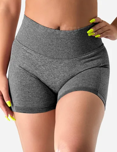 Vista 3 de VOYJOY Pantalones cortos de entrenamiento para mujer de 3.6 pulgadas, con levantamiento de glúteos, pantalones cortos de gimnasio sin costuras