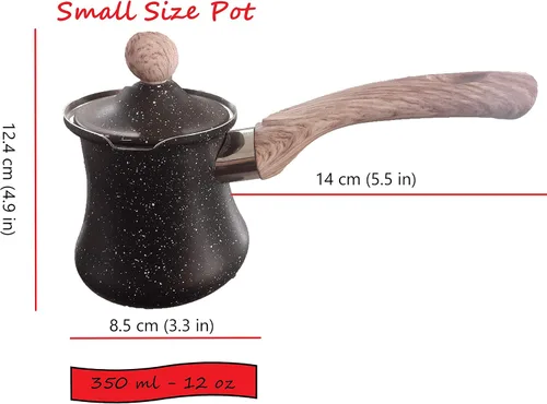 Vista 7 de Ibrik - Cafetera turca multiusos de 12 onzas, acero inoxidable resistente a la corrosión y de grado alimenticio (11.8 fl oz)