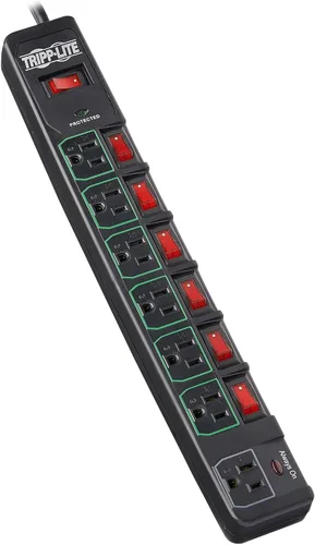 Vista 14 de Barra de contactos protectora de sobretensión de Tripp Lite. 7 tomacorrientes + control de tomacorrientes Valor no encontrado Gris
