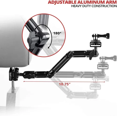 Vista 4 de Tackform Soporte para reposacabezas para GoPro y otras cámaras de acción, 10.75 pulgadas