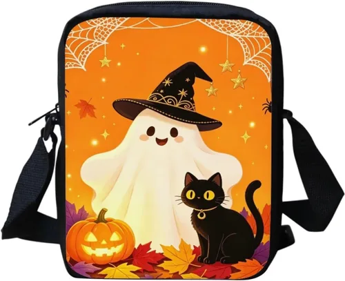 Vista 46 de Halloween Cat Small Messenger Bag Crossbody Shoulder Bag for Women Black Cat Pumpkin