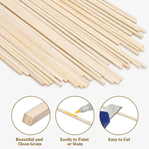 Vista 5 de Menkxi 480 tiras de madera de balsa de 1/8 x 1/8 x 12 pulgadas