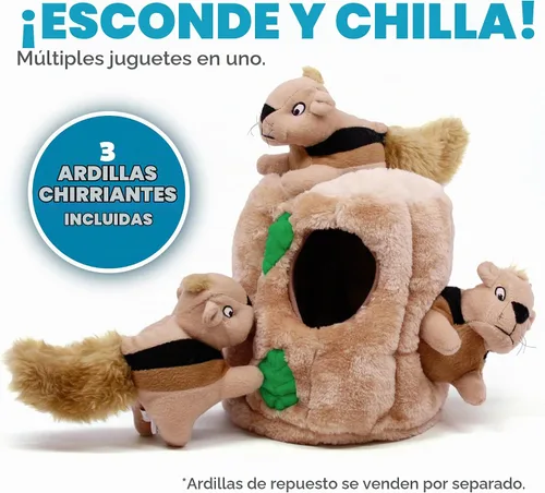 Vista 3 de Outward Hound Hide A Squirrel Juguete Rompecabezas de Peluche para Perro, Grande