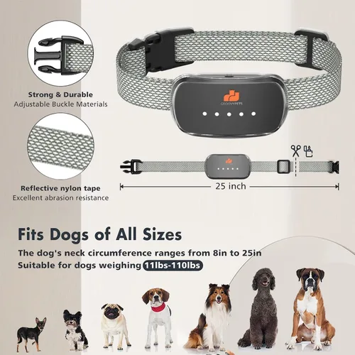 Vista 8 de Collar de perro antiladridos automático inteligente resistente al agua recargable Terminador de ladridos (collar de ladrido negro)