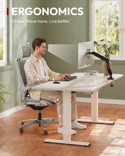 Vista 5 de SANODESK - Escritorio eléctrico ergonómico ajustable de altura grande de 71 Marco extendido blanco/parte superior blanca
