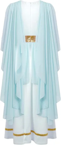 Vista 2 de inhzoy Disfraz griego para niñas, vestido romano de la antigua Grecia Toga, vestido de princesa Roma, nobleza, cosplay, disfraz de fantasía