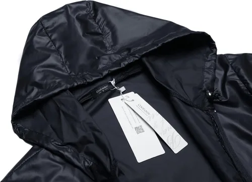 Vista 4 de COOFANDY Chaqueta impermeable plegable para hombre, impermeable, con capucha, ligera, clásica, para ciclismo