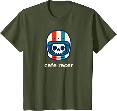 Vista 9 de Cafe Racer Moda Simple Casco Diseño Motocicleta Camiseta Negro